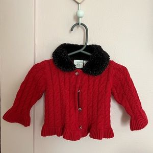 baby sweater w fur collar